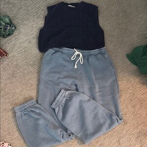 Double Zero Navy Cable Knit Sleeveless Top set